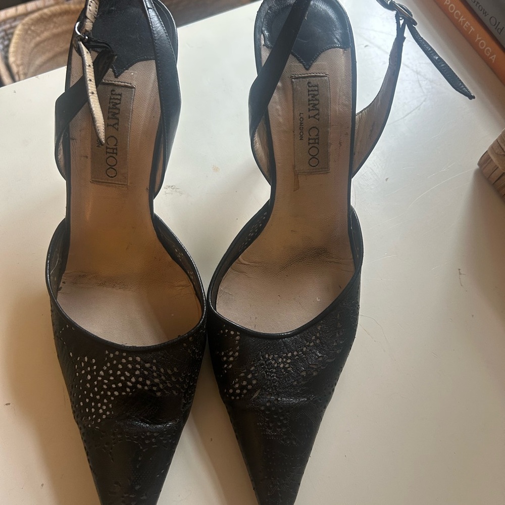 Jimmy Choo Black Textured Heels